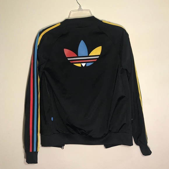Primary Three Stripe Adidas Bomber Jacket - Picture 2 of 5